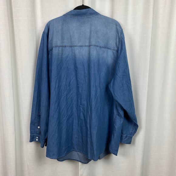 Torrid Blue Denim Long Sleeve Button Up Shirt Sz.4 - Picture 11 of 16